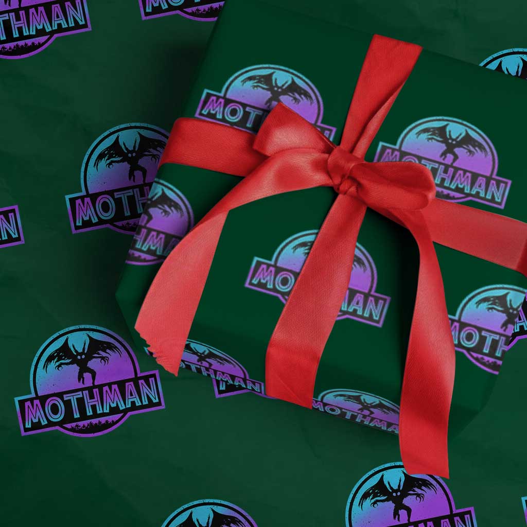 Mothman Wrapping Paper Roll Retro Neon Cryptid Paranormal Horror Monster TS10 Green Print Your Wear