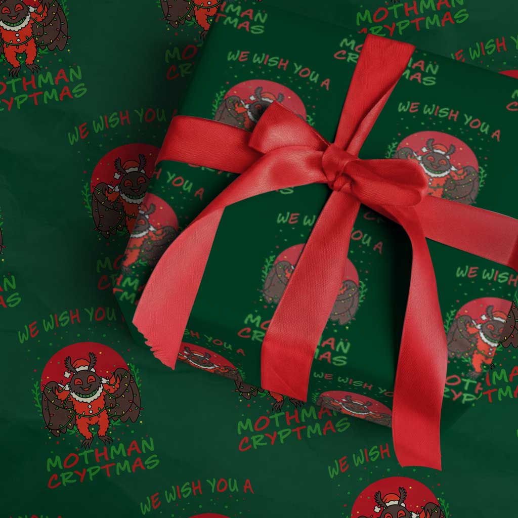 Mothman Xmas Wrapping Paper Roll We Wish You A Mothman Cryptmas Funny Xmas Gift TS12 Green Print Your Wear