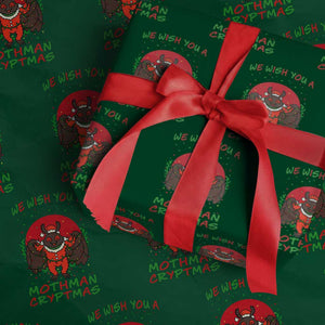 Mothman Xmas Wrapping Paper Roll We Wish You A Mothman Cryptmas Funny Xmas Gift TS12 Green Print Your Wear