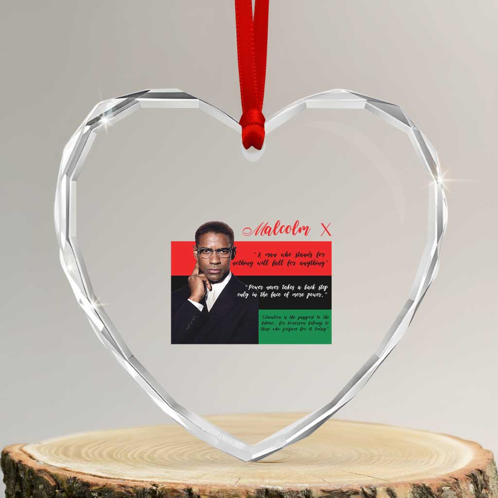 Motivational Malcolm X Quote Heart Crystal Glass Ornament Black History Month Gift TS12 Transparent Glass 3'' Heart Print Your Wear