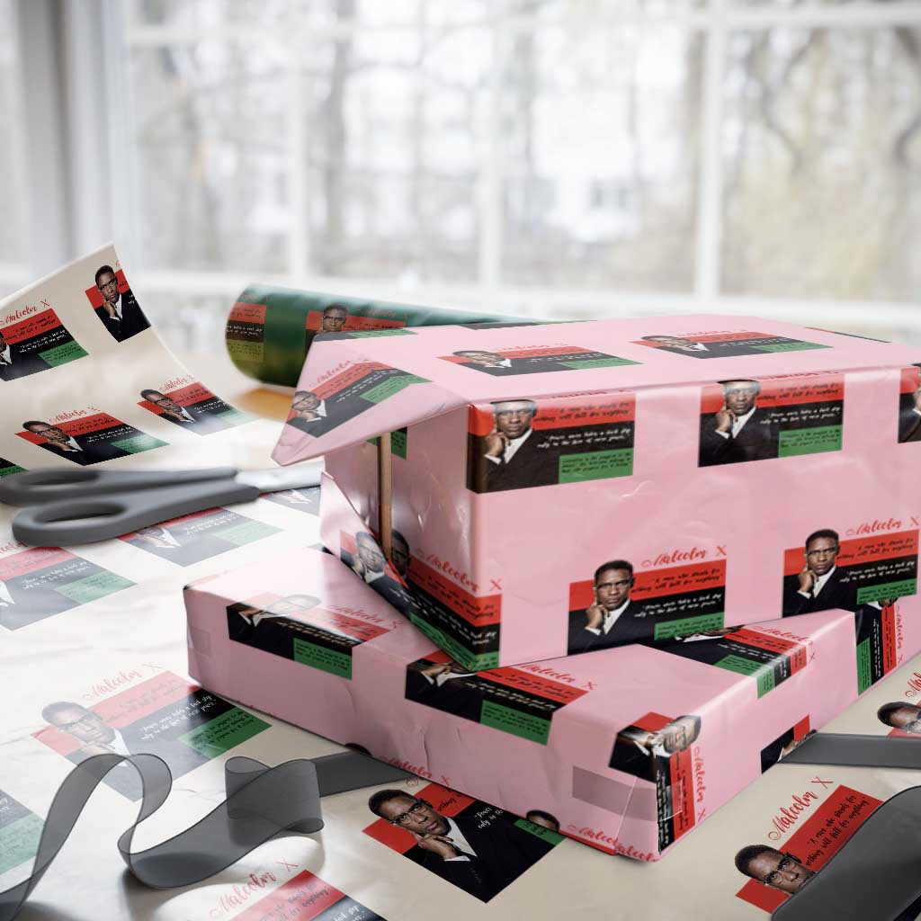 Motivational Malcolm X Quote Wrapping Paper Roll Black History Month Gift TS12 Light Pink Print Your Wear