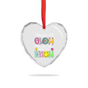 Motivational Test Day Glow Heart Crystal Glass Ornament Today You Will Glow When You Show What You Know TS02 Print Your Wear
