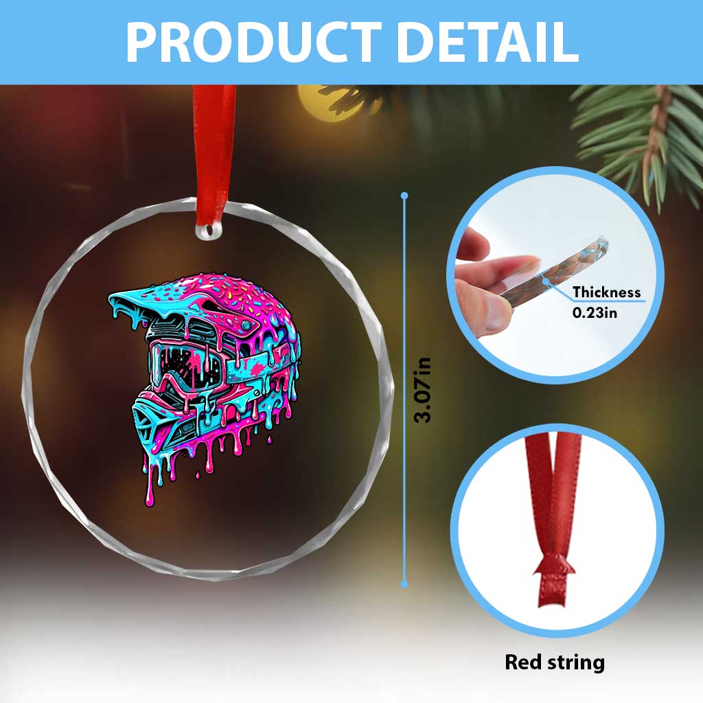 Motocross Helmet Drip Ice Cream Melt Graphic Dirt Bike Racing Crystal Glass Ornament TS11 Print Your Wear