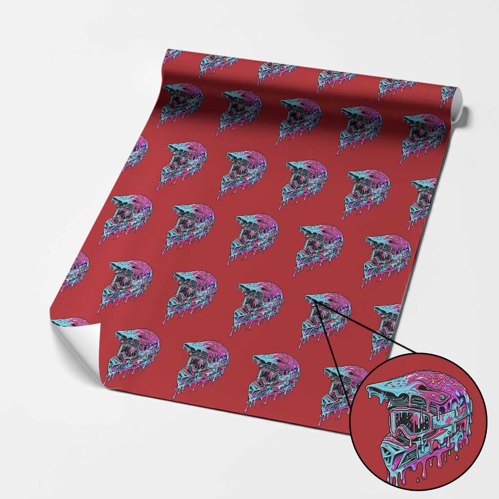 Motocross Helmet Drip Ice Cream Melt Graphic Dirt Bike Racing Wrapping Paper Roll TS11 Red Print Your Wear