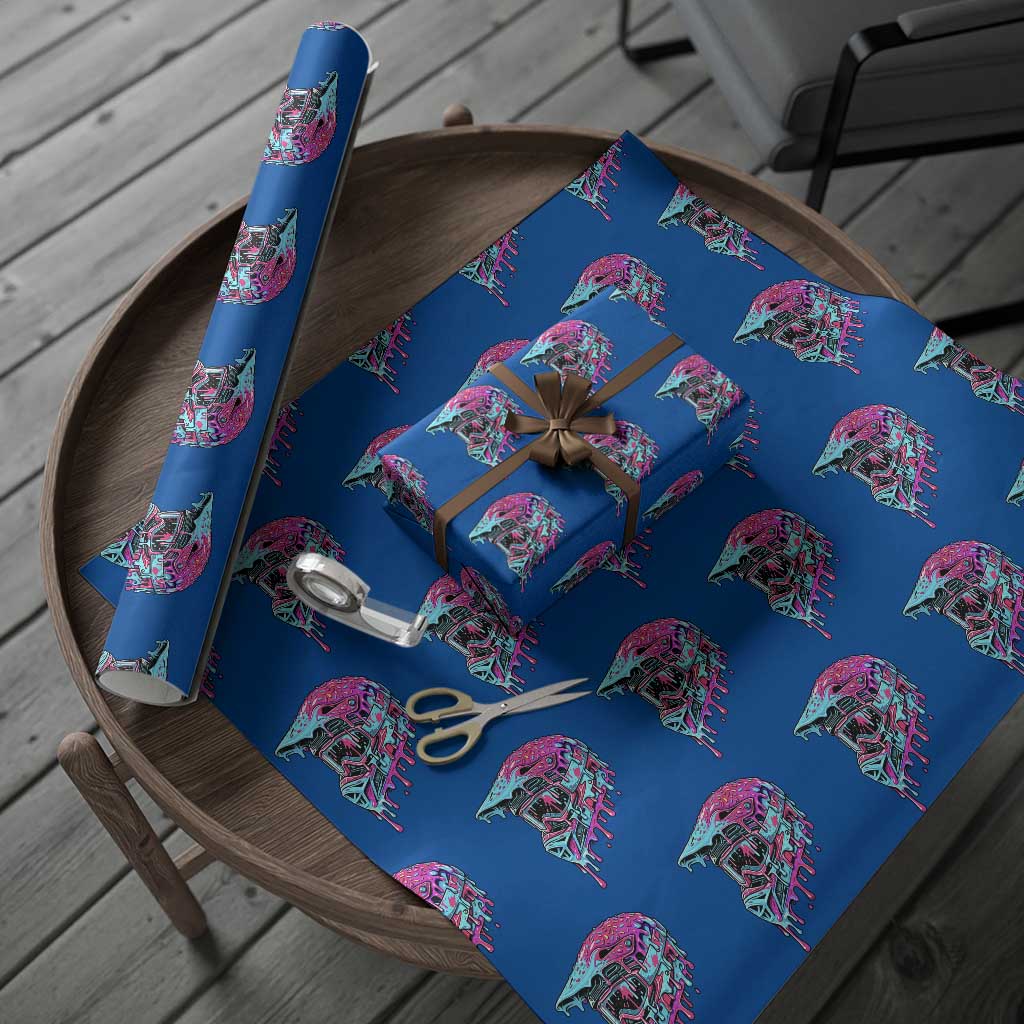 Motocross Helmet Drip Ice Cream Melt Graphic Dirt Bike Racing Wrapping Paper Roll TS11 Blue Print Your Wear