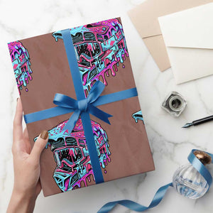 Motocross Helmet Drip Ice Cream Melt Graphic Dirt Bike Racing Wrapping Paper Roll TS11 Mocha Print Your Wear
