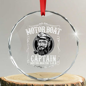 Motor Boat Captain Crystal Glass Ornament Funny Boating Pontoon Party Motor Boatin Lake Life TS02 Transparent Glass 3'' Circle Print Your Wear