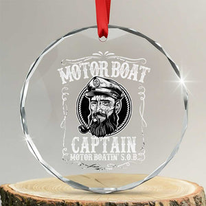 Motor Boat Captain Crystal Glass Ornament Funny Boating Pontoon Party Motor Boatin Lake Life - Print Your Wear