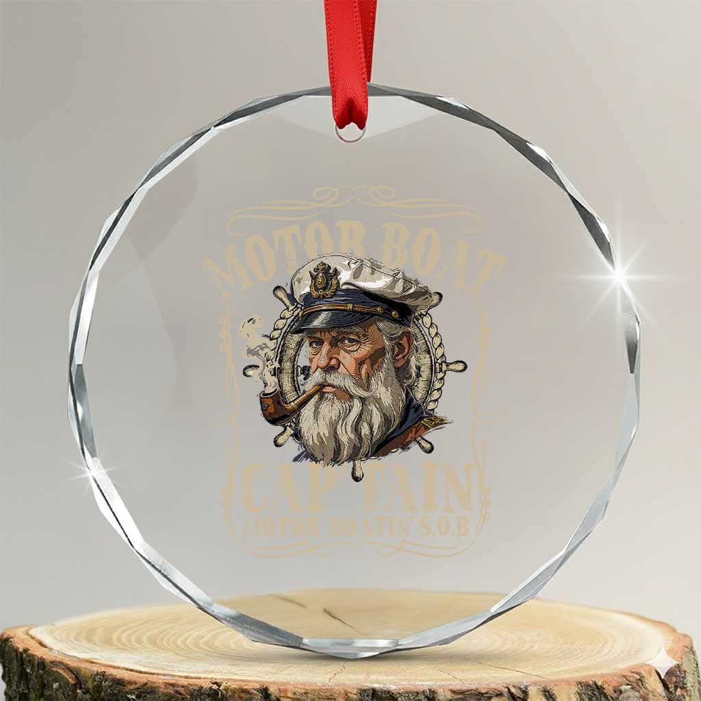 Motor Boat Captain Crystal Glass Ornament Funny Pontoon Boating Motor Boatin Lake TS10 Transparent Glass 3'' Circle Print Your Wear