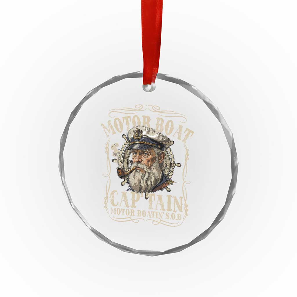 Motor Boat Captain Crystal Glass Ornament Funny Pontoon Boating Motor Boatin Lake TS10 Print Your Wear