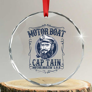 Motor Boat Captain Crystal Glass Ornament Funny Pontoon Boating Motor Boatin Lake Life TS02 Transparent Glass 3'' Circle Print Your Wear