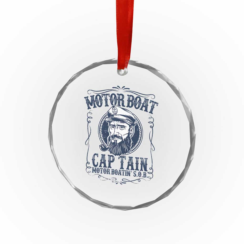 Motor Boat Captain Crystal Glass Ornament Funny Pontoon Boating Motor Boatin Lake Life TS02 Print Your Wear