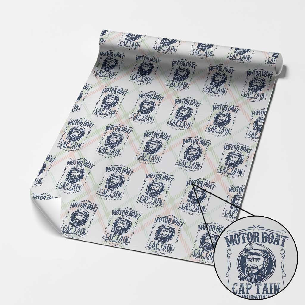 Motor Boat Captain Wrapping Paper Roll Funny Pontoon Boating Motor Boatin Lake Life TS02 Christmas Plaid Print Your Wear