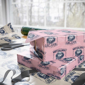 Motor Boat Captain Wrapping Paper Roll Funny Pontoon Boating Motor Boatin Lake Life TS02 Light Pink Print Your Wear