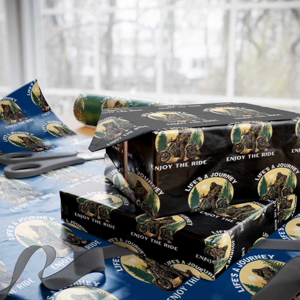 Motorcycle Bigfoot Sasquatch Wrapping Paper Roll Life Is A Journey Enjoy The Ride TS14 Black Print Your Wear