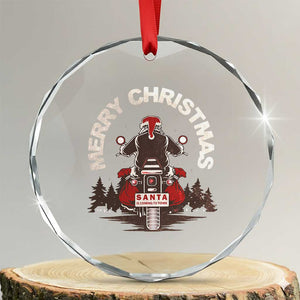 Motorcycle Crystal Glass Ornament Santa Riding to Town Merry Xmas TS10 Transparent Glass 3'' Circle Print Your Wear