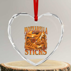 Mozzarella Sticks Heart Crystal Glass Ornament Funny Foodie Meme Snack Lover Vintage 90s TS10 Transparent Glass 3'' Heart Print Your Wear