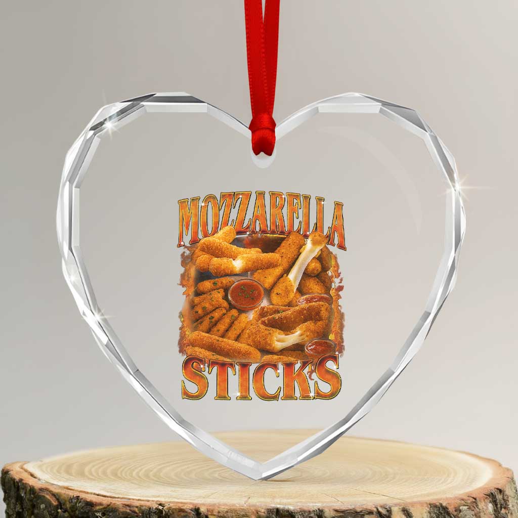 Mozzarella Sticks Heart Crystal Glass Ornament Funny Foodie Meme Snack Lover Vintage 90s TS10 Transparent Glass 3'' Heart Print Your Wear