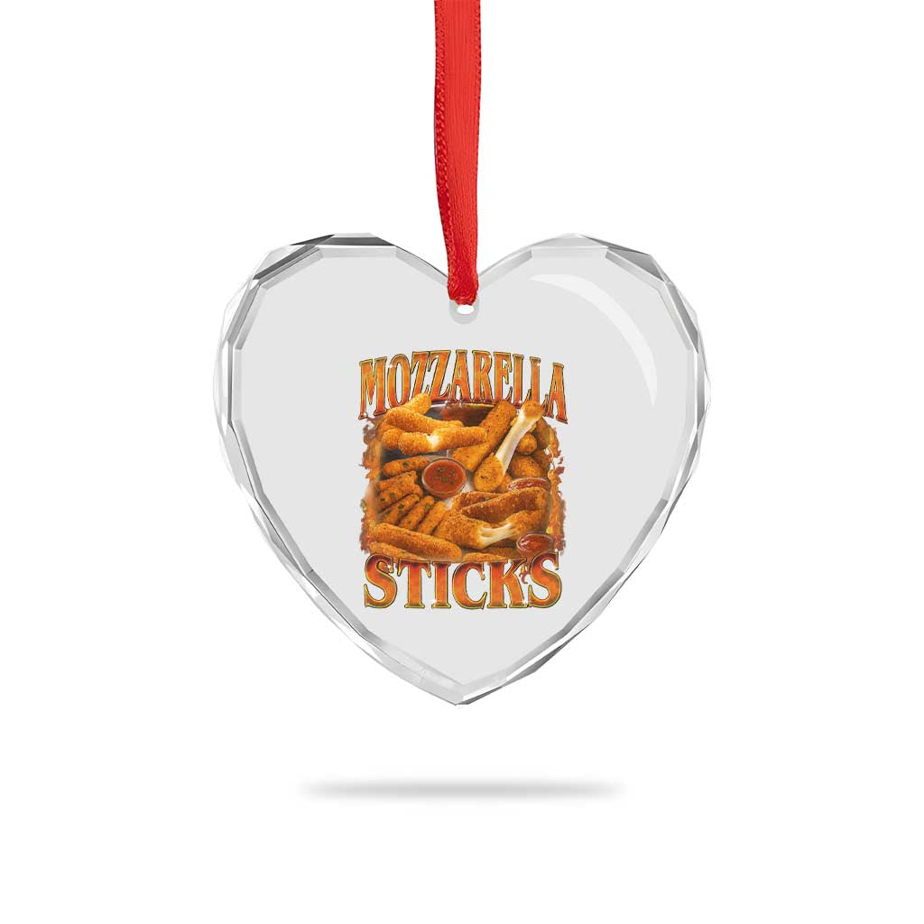 Mozzarella Sticks Heart Crystal Glass Ornament Funny Foodie Meme Snack Lover Vintage 90s TS10 Print Your Wear