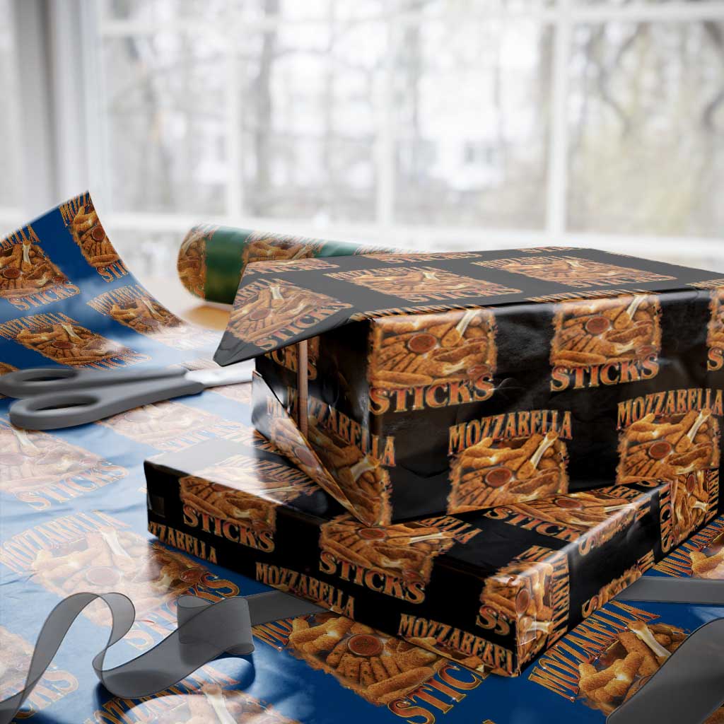 Mozzarella Sticks Wrapping Paper Roll Funny Foodie Meme Snack Lover Vintage 90s TS10 Black Print Your Wear