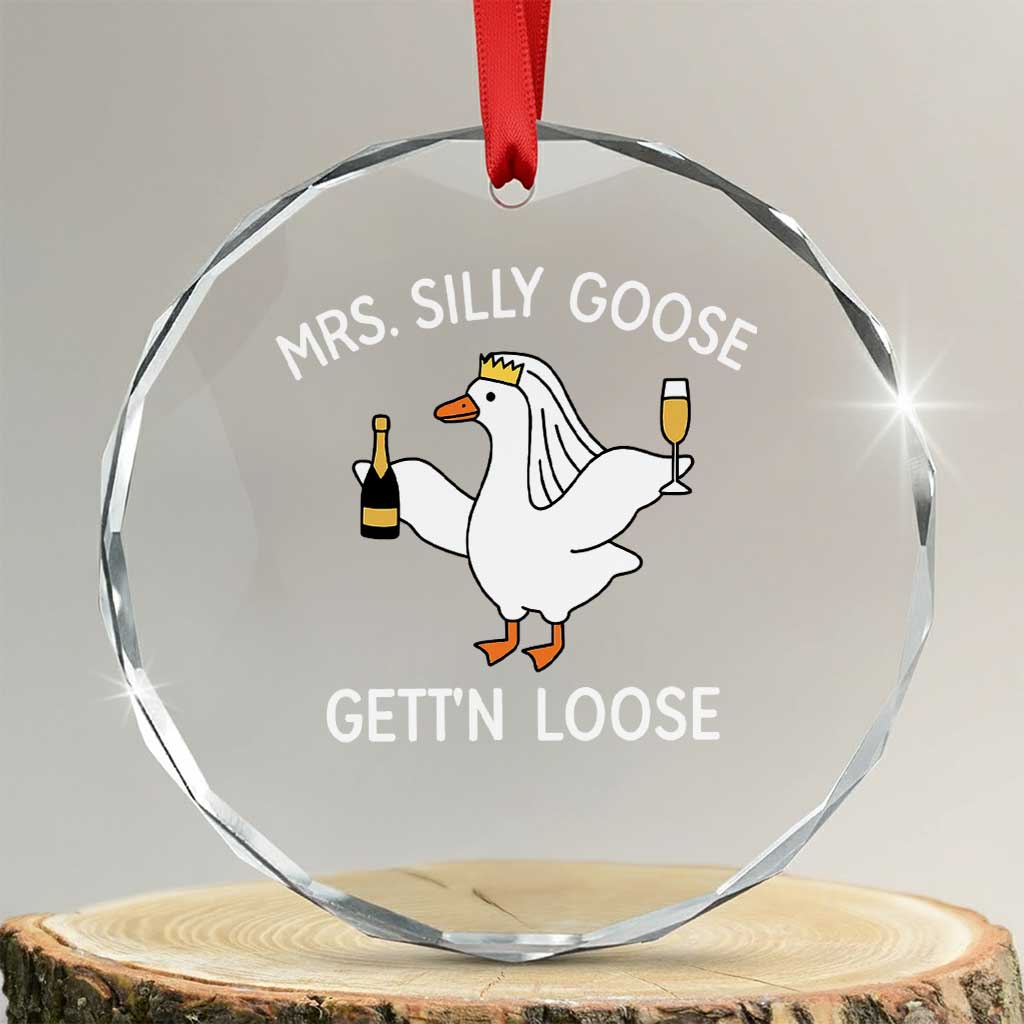 Mrs. Silly Goose Bride Crystal Glass Ornament Funny Goose Lovers - Print Your Wear