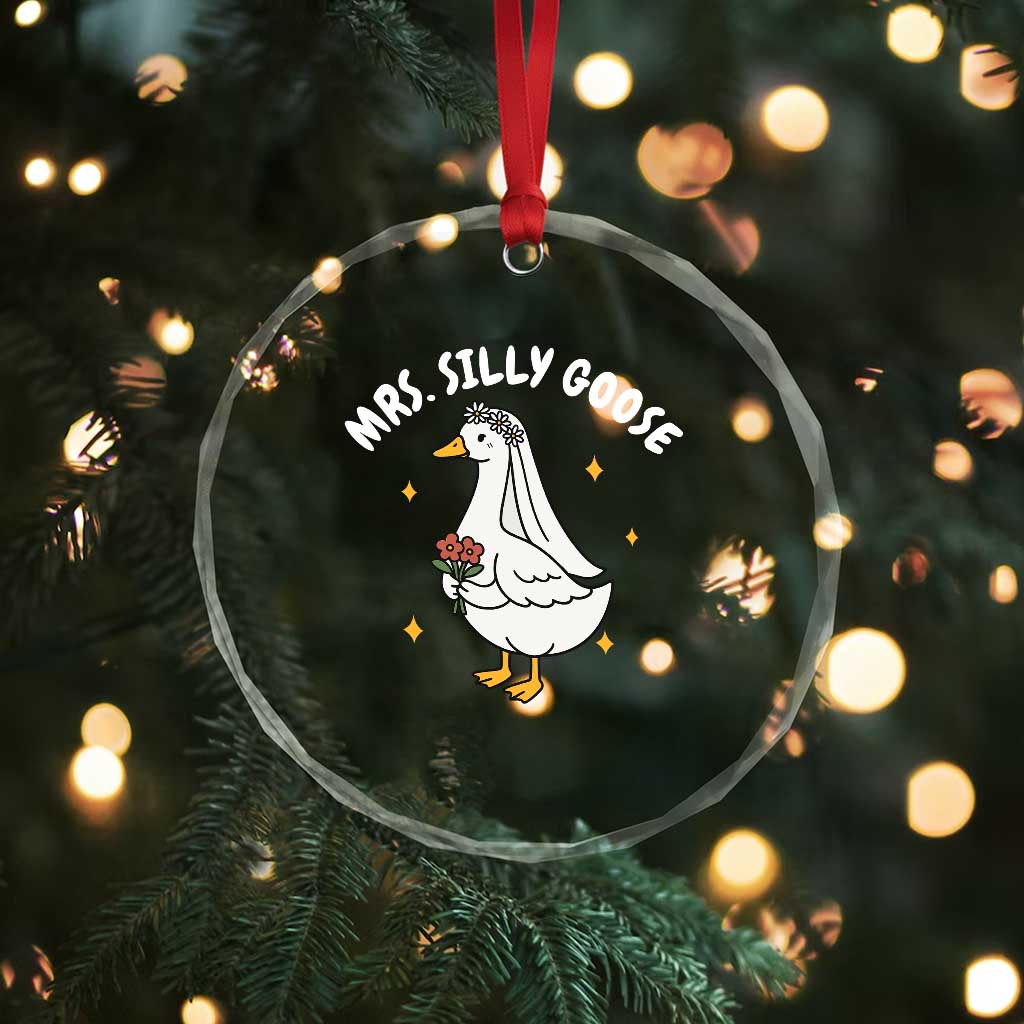 Mrs. Silly Goose Bride Crystal Glass Ornament Funny Goose Lovers Bride To Be TS10 Print Your Wear