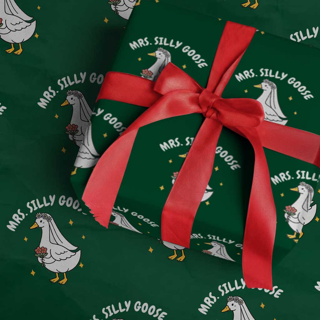Mrs. Silly Goose Bride Wrapping Paper Roll Funny Goose Lovers Bride To Be TS10 Green Print Your Wear