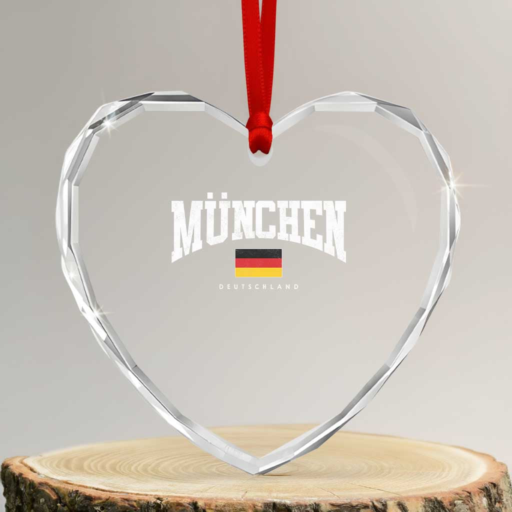 Munchen Deutschland Germany Heart Crystal Glass Ornament Vintage Athletic Sports Design
