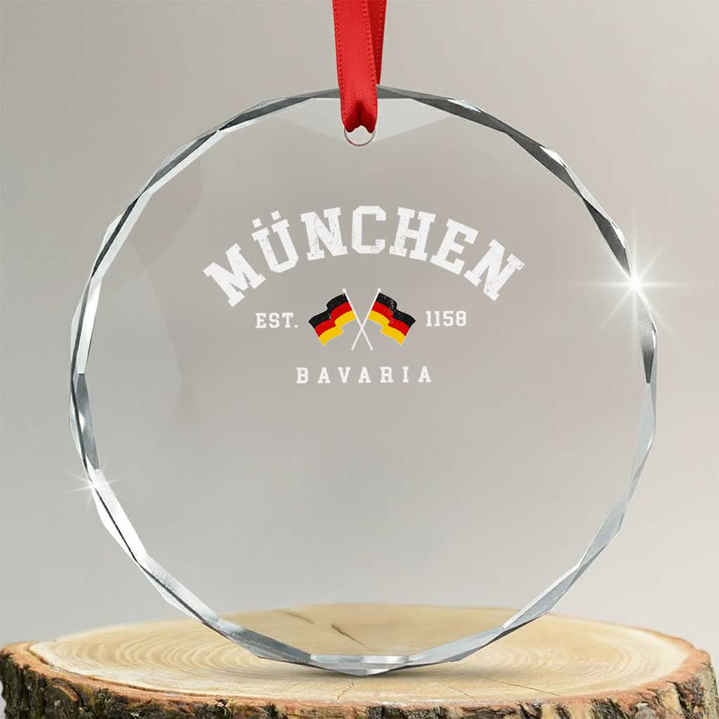 Munich City Bavaria Germany Est 1158 Crystal Glass Ornament Vintage German Flag