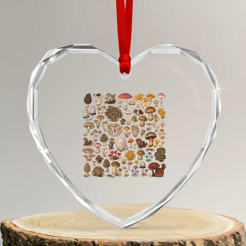 Mushroom Lovers Heart Crystal Glass Ornament Mycology Fungi Foraging Mushroom Whisperer TS10 Transparent Glass 3'' Heart Print Your Wear