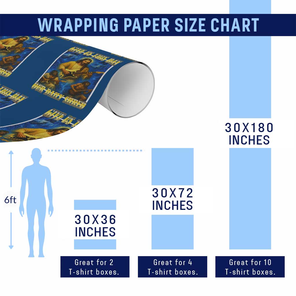 Music Give Us This Day Our Daily Shred Wrapping Paper Roll Funny Jesus Rock Guitar Meme TS02 Print Your Wear