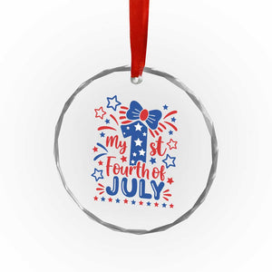 My 1st Fourth of July Patriotic Star Bow Crystal Glass Ornament Number One Festive Holiday Independence Milestone