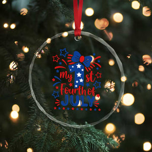 My 1st Fourth of July Patriotic Star Bow Crystal Glass Ornament Number One Festive Holiday Independence Milestone