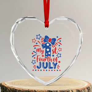 My 1st Fourth of July Patriotic Star Bow Heart Crystal Glass Ornament Number One Festive Holiday Independence Milestone