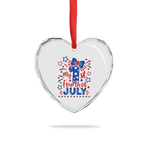 My 1st Fourth of July Patriotic Star Bow Heart Crystal Glass Ornament Number One Festive Holiday Independence Milestone