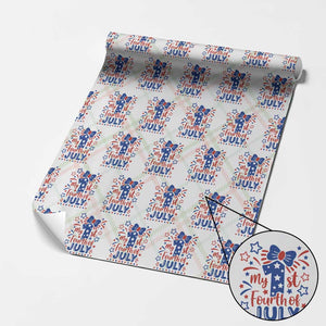 My 1st Fourth of July Patriotic Star Bow Wrapping Paper Roll Number One Festive Holiday Independence Milestone