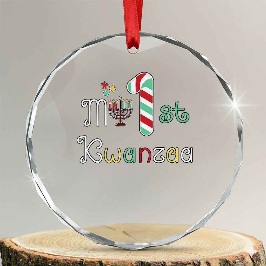 My 1st Kwanzaa Crystal Glass Ornament Babys First Kwanzaa Kinara Gift TS10 Transparent Glass 3'' Circle Print Your Wear