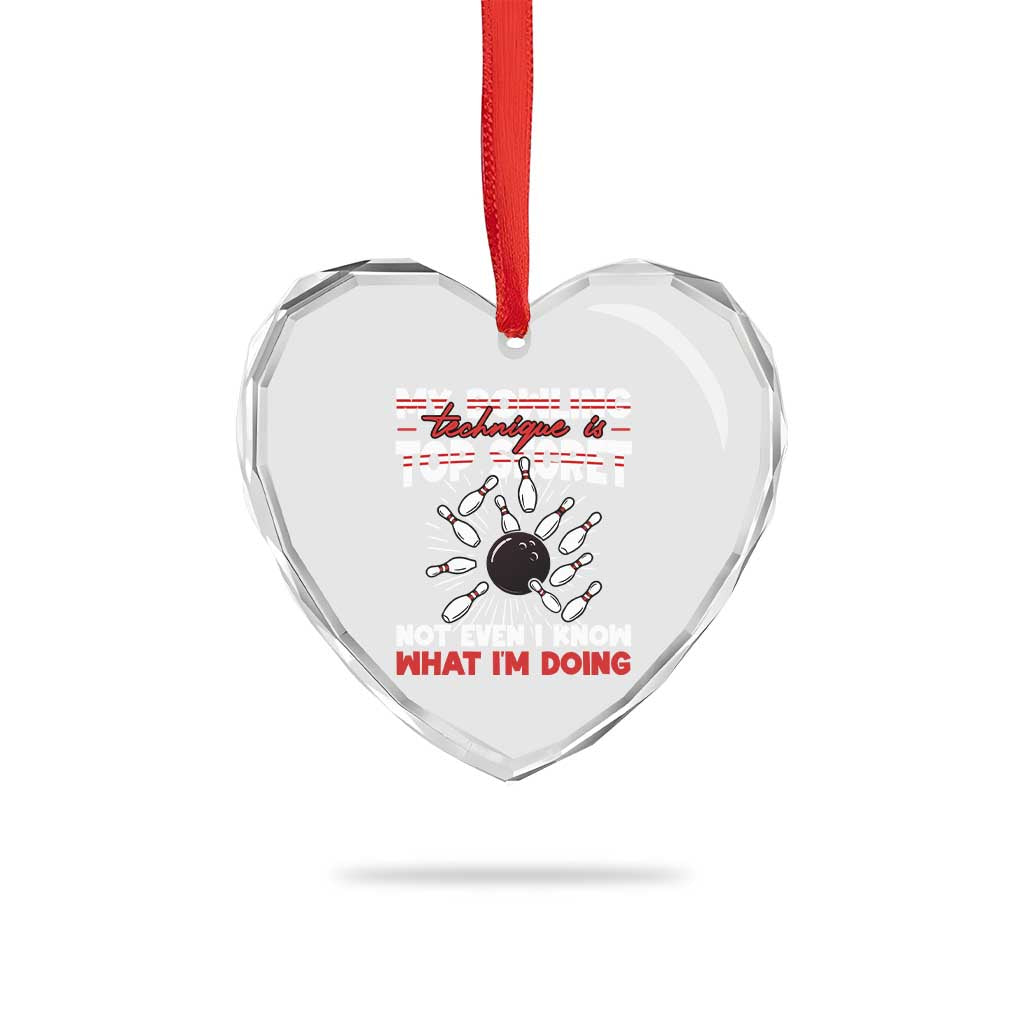 My Bowling Technique Is Top Secret Heart Crystal Glass Ornament Funny Bowler Gift TS12 Print Your Wear