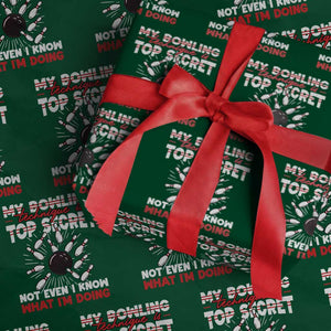 My Bowling Technique Is Top Secret Wrapping Paper Roll Funny Bowler Gift TS12 Green Print Your Wear