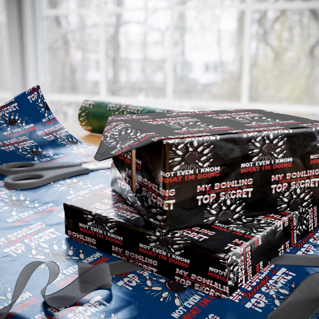 My Bowling Technique Is Top Secret Wrapping Paper Roll Funny Bowler Gift TS12 Black Print Your Wear