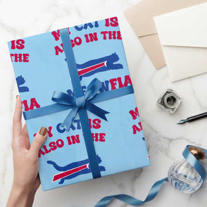 My Cat Is Also In The Meowfia Wrapping Paper Roll Cat Dad Football Lover Mafia Fan TS10 Light Blue Print Your Wear