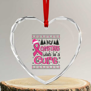 My Christmas Wish Is A Cure Breast Cancer Heart Crystal Glass Ornament TS09 Transparent Glass 3'' Heart Print Your Wear