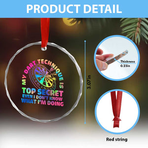 My Dart Technique Is Top Secret Crystal Glass Ornament Vintage Tie Dye Dart Lover TS12 Print Your Wear