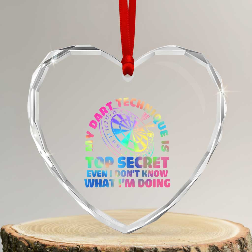 My Dart Technique Is Top Secret Heart Crystal Glass Ornament Vintage Tie Dye Dart Lover TS12 Transparent Glass 3'' Heart Print Your Wear