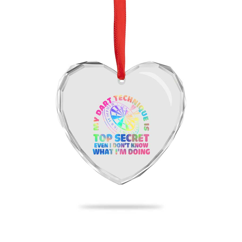 My Dart Technique Is Top Secret Heart Crystal Glass Ornament Vintage Tie Dye Dart Lover TS12 Print Your Wear