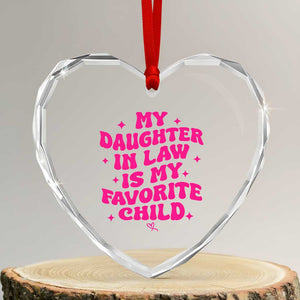My Daughter in Law is My Favorite Child Heart Crystal Glass Ornament Parents-In-Law Fathers Mothers Day Gifts