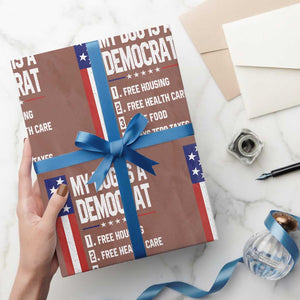 My Dog Is A Democrat Funny Conservative Humor Wrapping Paper Roll Dog Owner Joke Political Satire