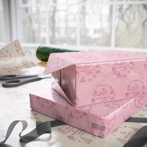 My Favorite Gym Teacher and English Teacher Are Getting Married Wrapping Paper Roll Retro Coquette Bow Wedding Love Story TS02 Light Pink Print Your Wear