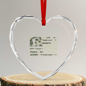My Favorite Veteran is My Dad Heart Crystal Glass Ornament Veteran Dad Camo American Flag