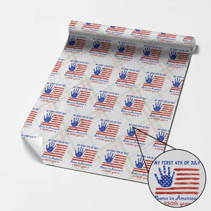 My First 4th of July Celebrate Semiquincentennial Cute Wrapping Paper Roll Born in America's 250th Year Patriotic Milestone Celebration